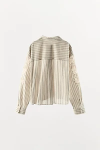 EMBROIDERED LACE STRIPED SHIRT