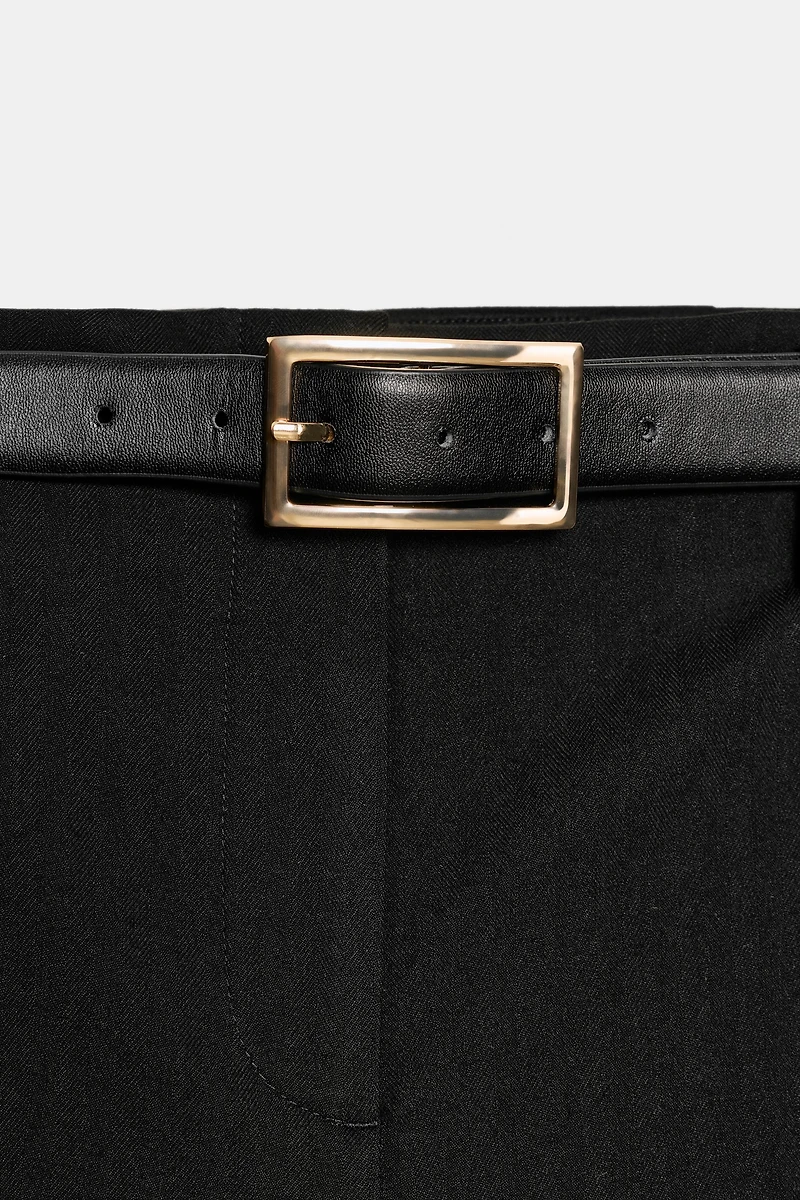 HIGH-WAISTED BELTED PANTS