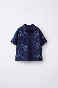 EMBROIDERED STAR SEERSUCKER SHIRT