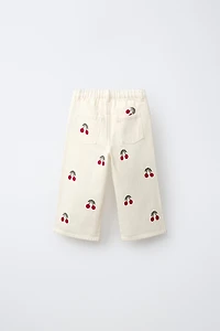 EMBROIDERED CHERRY TWILL CULOTTES