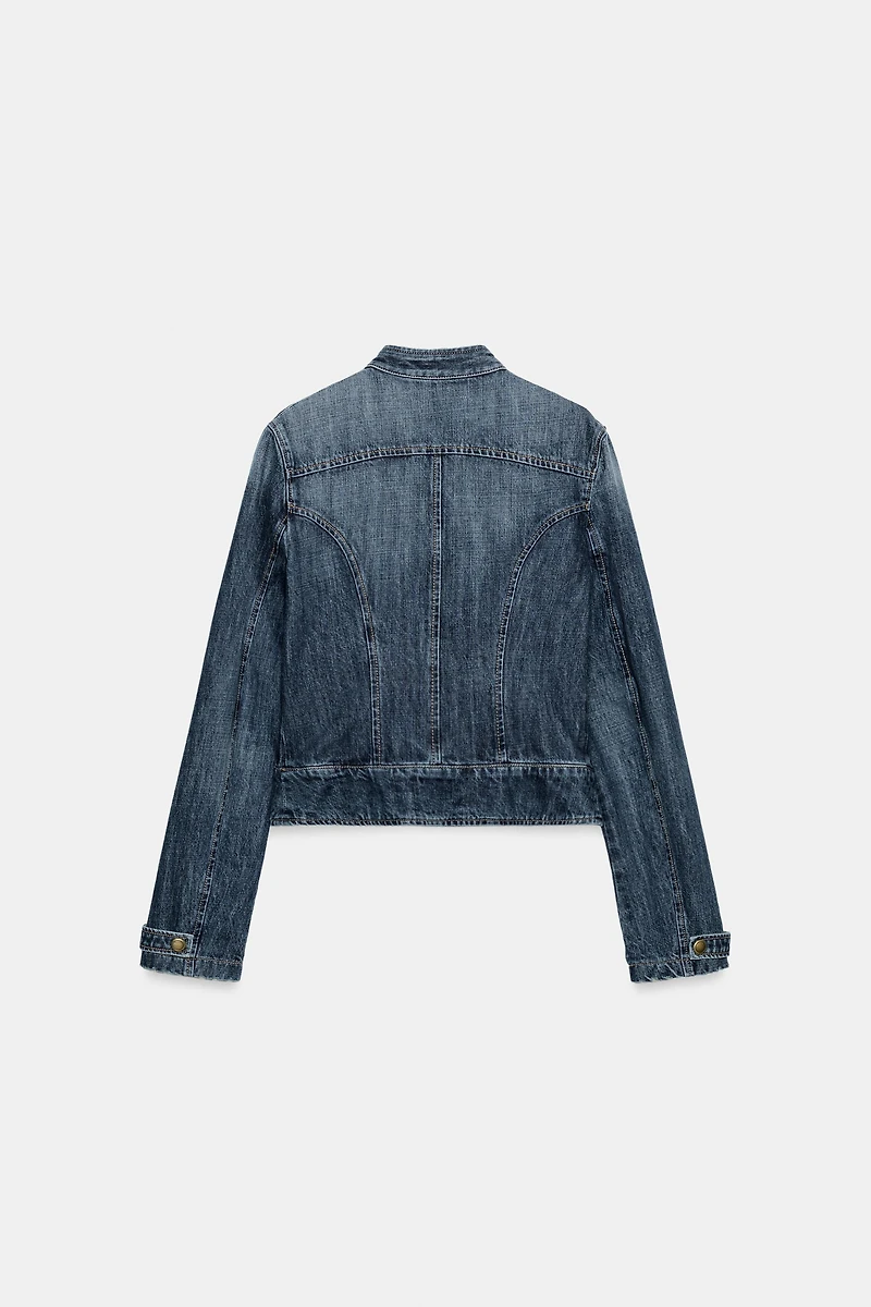 TRF DENIM JACKET WITH BUTTONS AND TABS