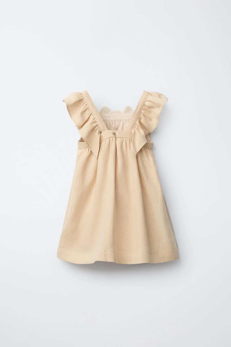 100% LINEN CROCHET FLORAL DRESS
