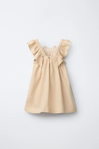 100% LINEN CROCHET FLORAL DRESS