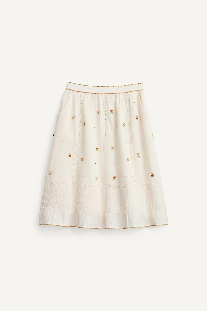 LIMITED EDITION EMBROIDERED FLORAL MIDI SKIRT