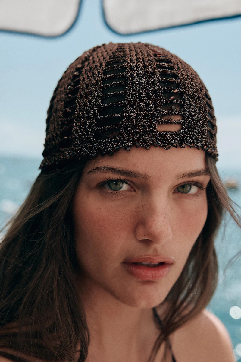 BEADED CROCHET SKULLCAP