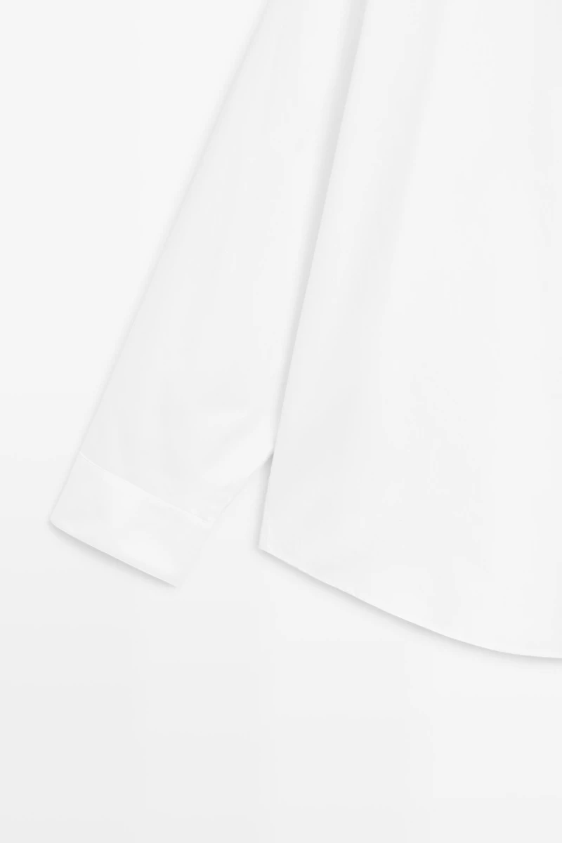 Poplin shirt with stand collar
