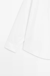 Poplin shirt with stand collar