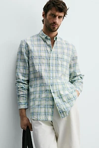 REGULAR FIT WRINKLE EFFECT PLAID SHIRT