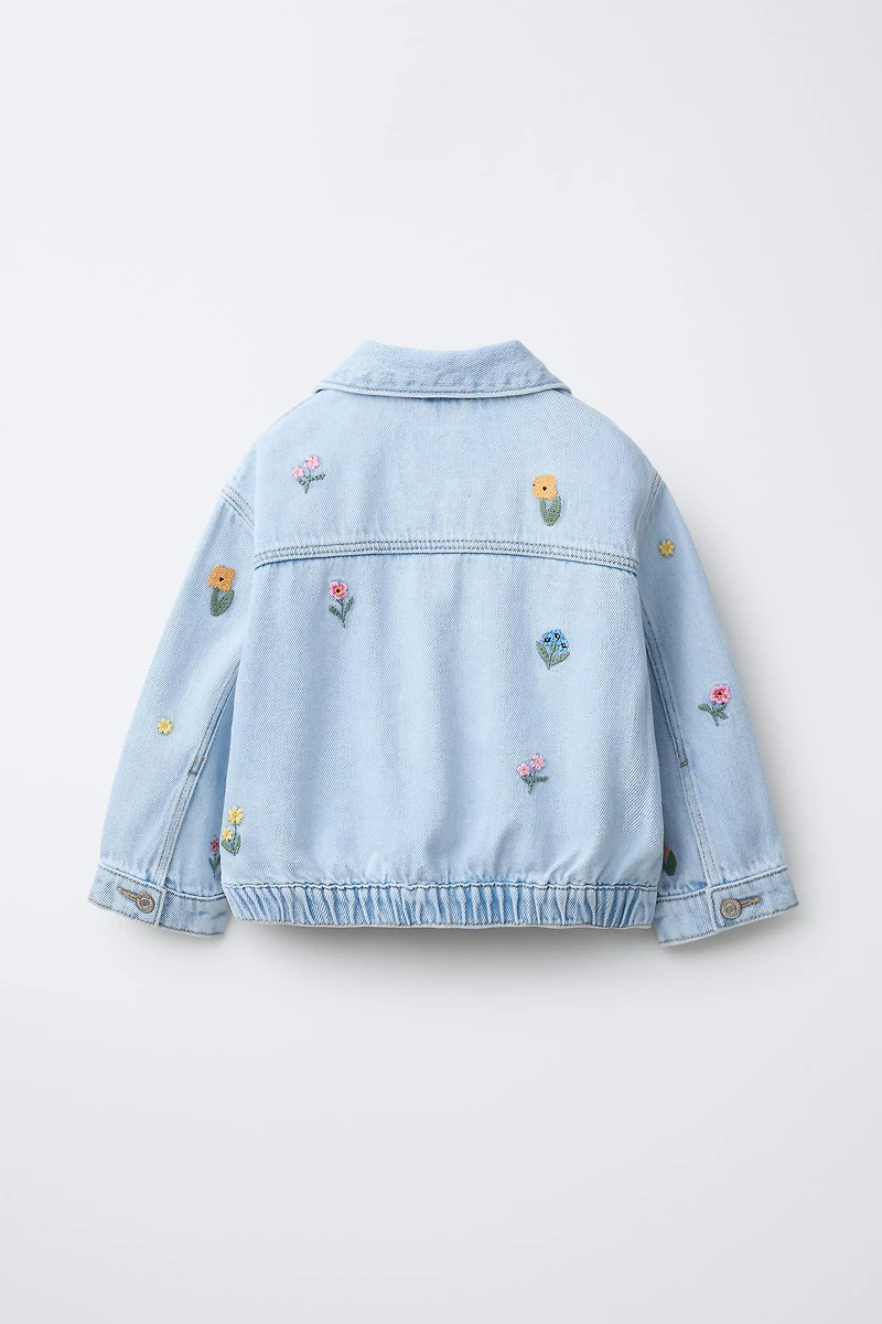 EMBROIDERED FLORAL DENIM JACKET