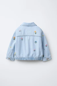 EMBROIDERED FLORAL DENIM JACKET