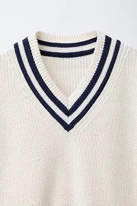 GILET EN MAILLE VARSITY CONTRASTE