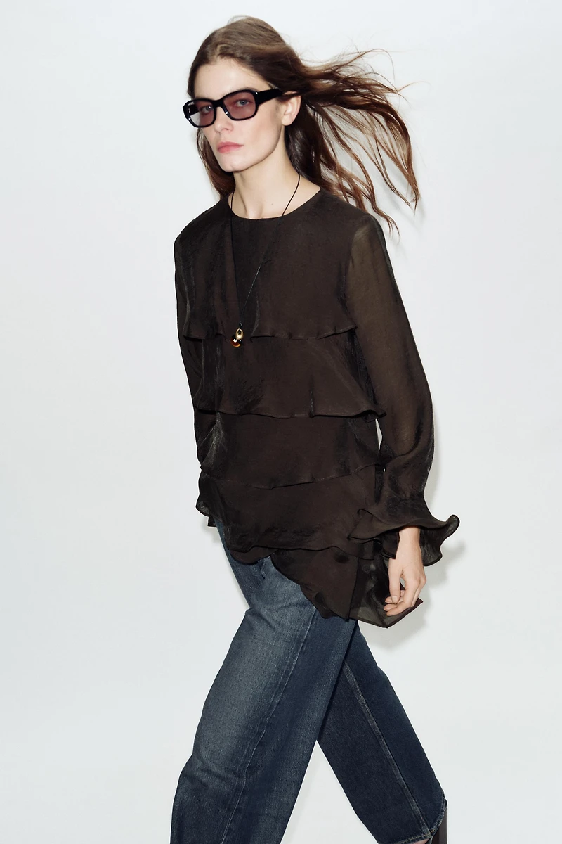 ASYMMETRIC RUFFLED TOP