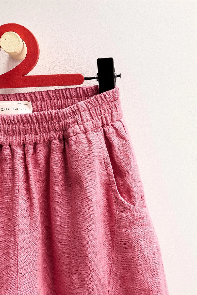 ZARA TIMELESS - 100% LINEN BALLOON PANTS WITH CUT-OUTS