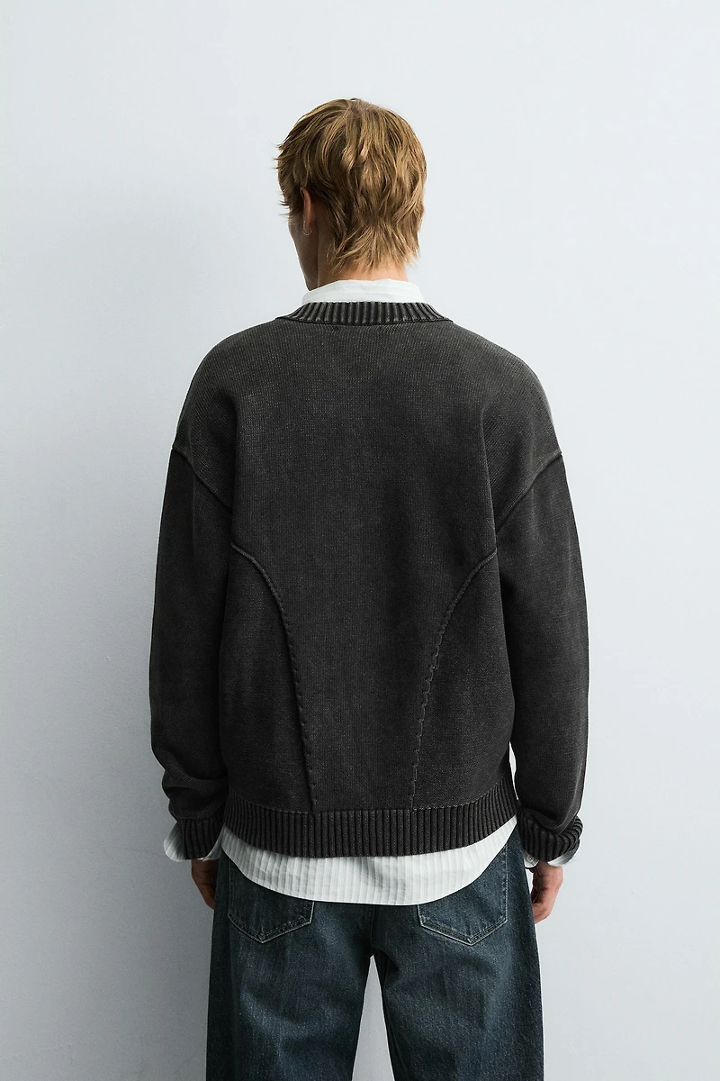 WASHED KNIT BOMBER JACKET