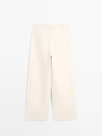Linen and cotton barrel fit trousers