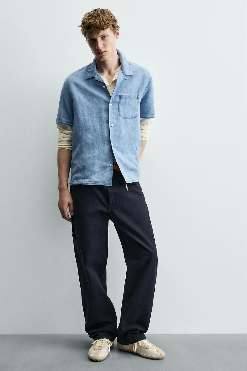 INDIGO 100% LINEN RELAXED FIT SHIRT