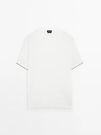 T-shirt en maille manches courtes détail de couleur