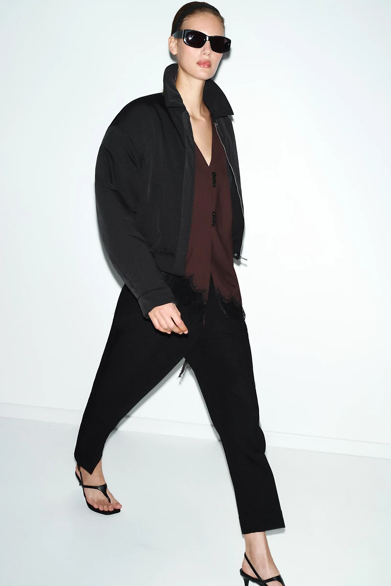 PLEATED PANTS WITH CUFFED HEM