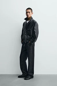 CROPPED FAUX LEATHER JACKET