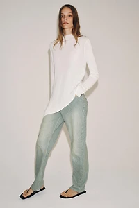 ZW COLLECTION LOW-RISE STRIPED STRAIGHT LEG JEANS