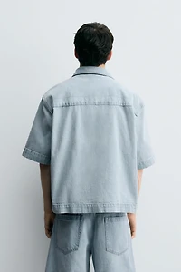 CHEMISE EN DENIM À MANCHES COURTES