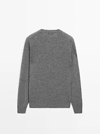 Wool blend crew neck knit sweater