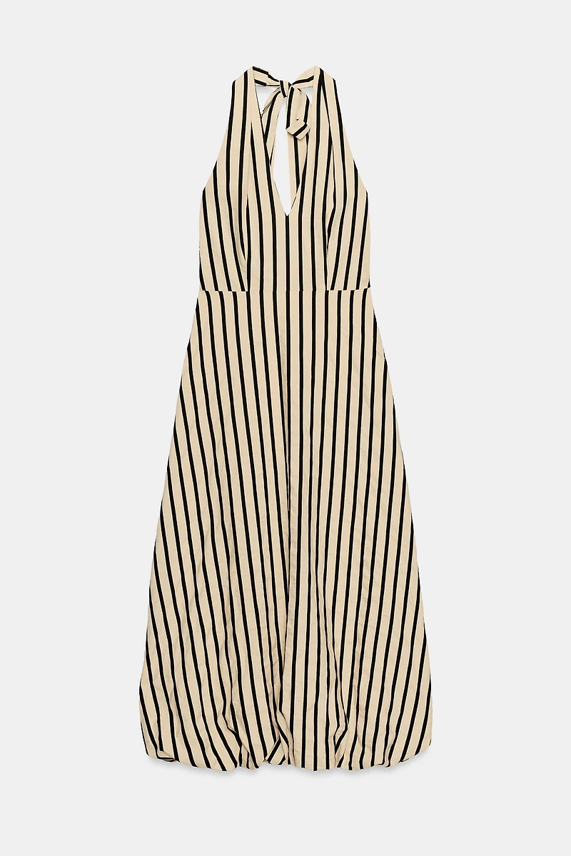 STRIPED BUBBLE MIDI DRESS