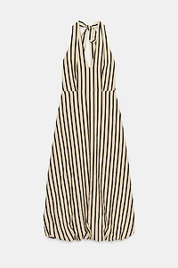 STRIPED BUBBLE MIDI DRESS