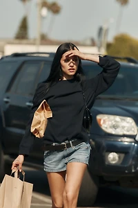 TRF LOW-RISE MINI DENIM SHORTS
