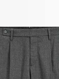 Pantalon à pinces en flanelle de laine mélangée