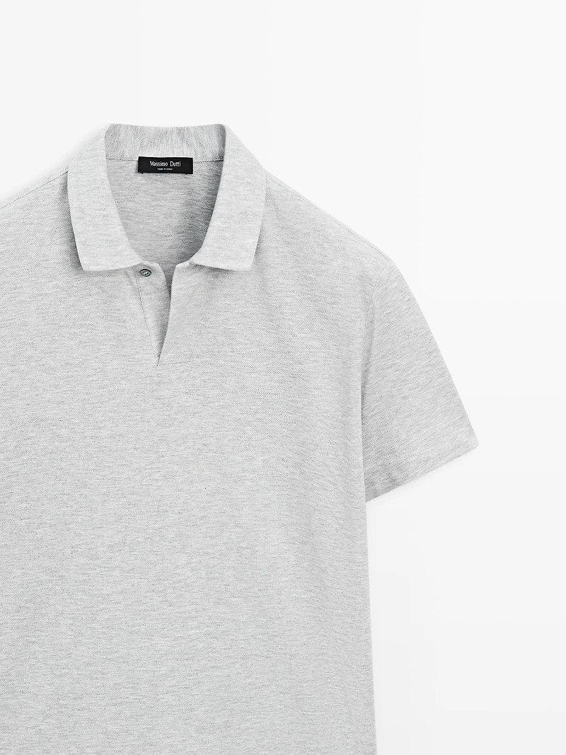 Short sleeve melange polo shirt