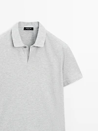 Short sleeve melange polo shirt