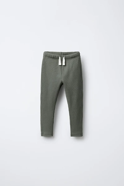 RIBBED LEGGINGS WITH LABEL