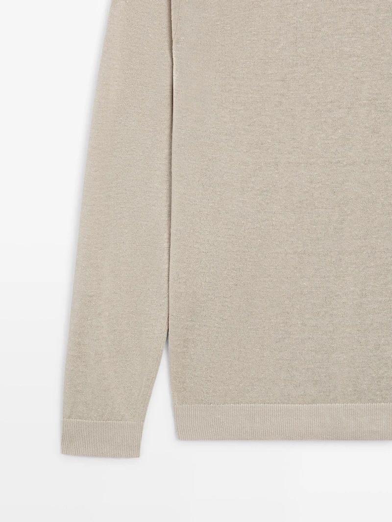 100% linen knit crew neck sweater