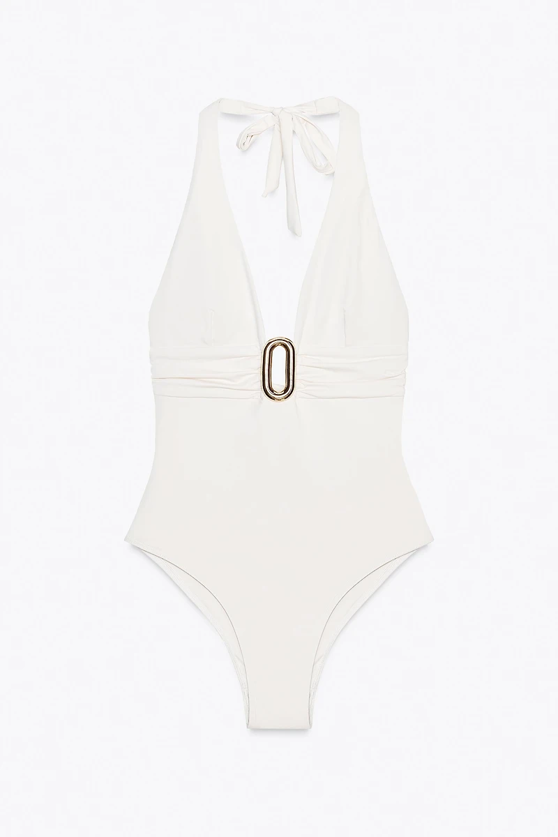 HALTER SWIMSUIT WITH METAL DETAIL