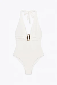 HALTER SWIMSUIT WITH METAL DETAIL