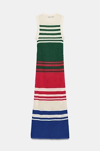 STRIPED KNIT MIDI DRESS