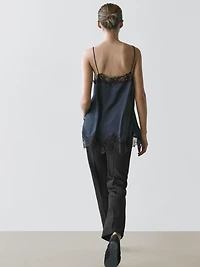 Camisole top with contrast lace detail