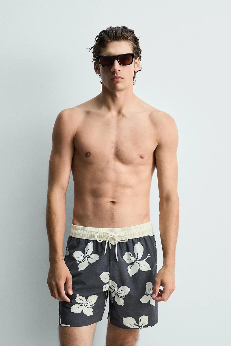 LONG HIBISCUS PRINT SWIMSUIT