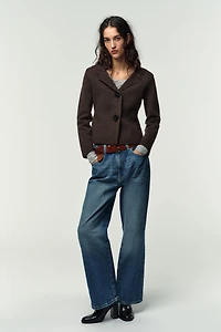 JEWEL BUTTON KNIT BLAZER