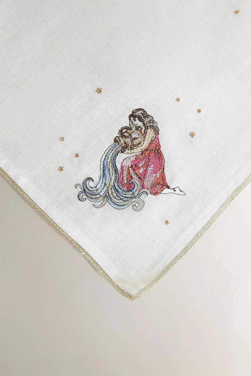 EMBROIDERED AQUARIUS LINEN NAPKIN | MARISA BERENSON