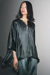 ZW COLLECTION SATIN EFFECT CAPE SHIRT