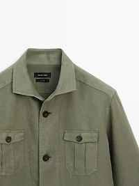 Heavy linen overshirt with pocket details