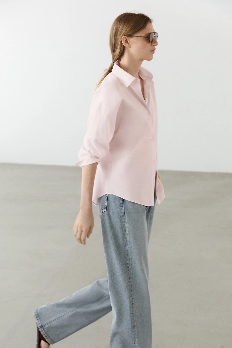 Chemise en popeline de coton à détail pince