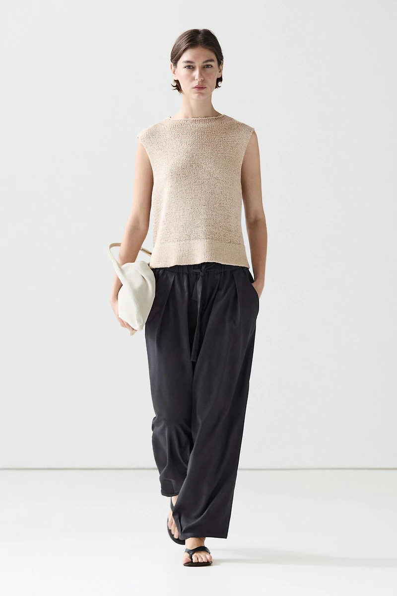 Pantalon large volume à plis