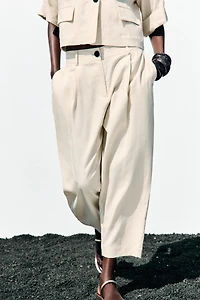 PLEATED ELASTIC WAIST PANTS