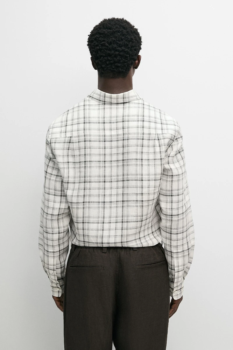 100% linen check shirt