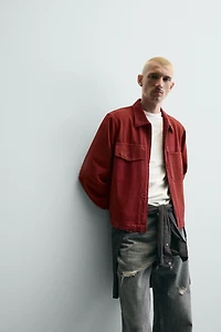 CROPPED FIT RIPPED EFFECT JACKET