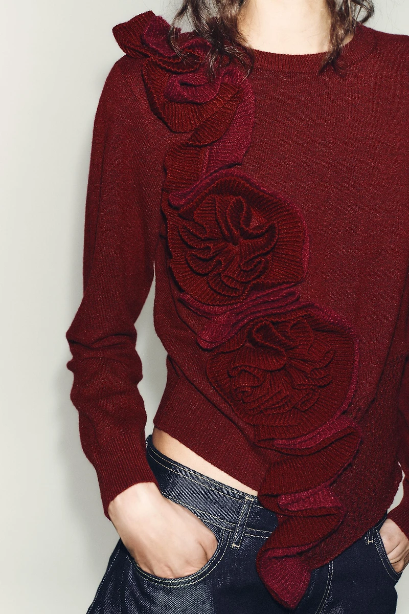 FLORAL TEXTURED KNIT JUMPER