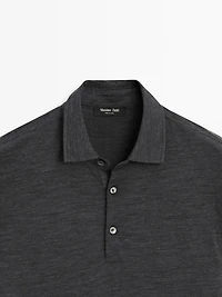 Wool blend knit polo sweater